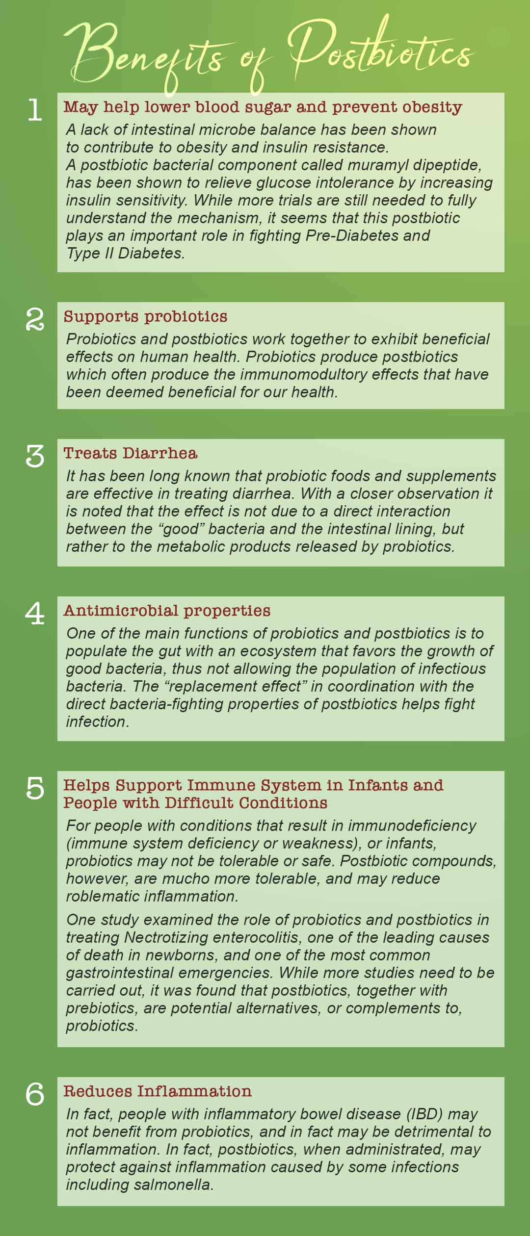 Benefits of Postbiotics